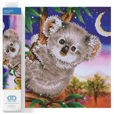 Image of Diamond Dotz Painting Kit: Intermediate, DD7, Canvas, Koala Snack, 48 x 37cm