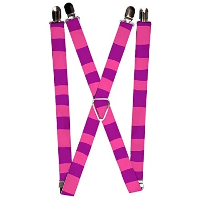 Image of Buckle Down Men&#039;s Suspenders Cheshire Cat Stripe Pink/Purple Suspenders, Multi, One Size UK