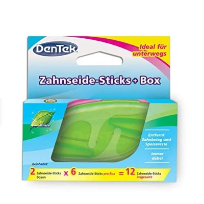 Image of Dentek On The Go 6 of Each Dental Floss Sticks in 2 Coloured Boxes