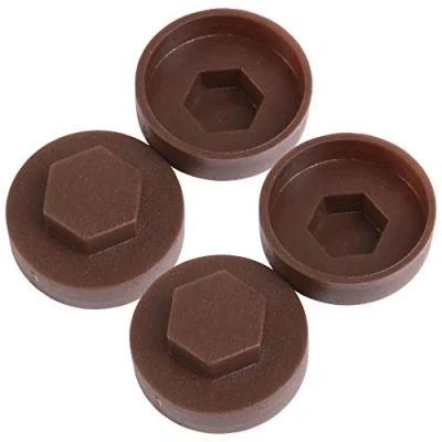 Image of 50x Vandyke Brown Hex TEK Roofing Cover Caps for 19mm Washer/Coverage &amp; 8mm Recess