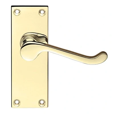 Image of Project Victorian Scroll Door Handles Short Latchset Electroplated Brass