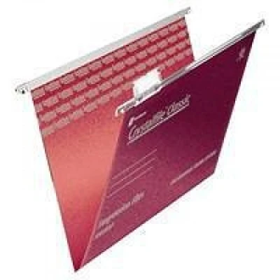 Image of Rexel A4 Suspension Files with Tabs and Inserts for Filing Cabinets, 15 mm V base, 100 Percent Recycled Manilla, Red, Crystalfile Classic, Pack of 50, 78161