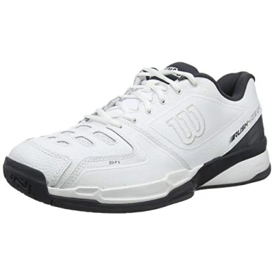 Image of Wilson Unisex Rush Comp Ltr Tennis Shoes, White Grey, 4 UK