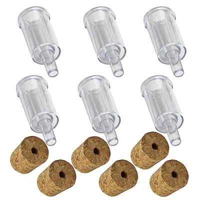 Image of Almost Off Grid 6 x Handy Airlocks Silent and Bored Cork Bungs for Homebrewing, Winemaking, Mead Making, Beer Cider Fermenting