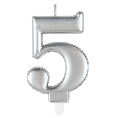 Image of Unique 19595 Birthday Candle 8 cm Metallic Silver Colour 1 Count (Pack of 1)
