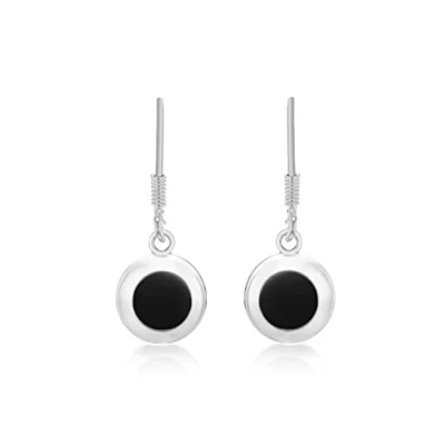 Image of Tuscany Silver Women&#039;s Sterling Round Black Onyx 10 x 26 mm Drop Earrings