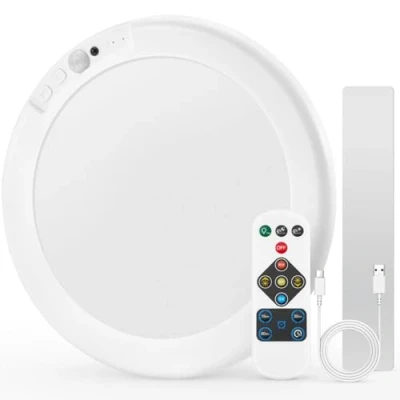 Image of Combuh Rechargeable Motion Sensor Ceiling Light LED, 7.5 inch USB Battery Powered Bathroom with Remote Timer, 3000K 6500K Dimmable Pir Lamp Flush for Hallway Garage Stair Porch