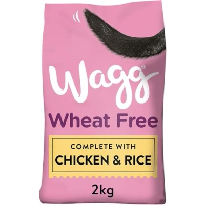 Image of Wagg Wheat Free Complete Dry Adult Dog Food Chicken &amp; Rice 2kg (Pack of 4) For Sensitive Stomachs