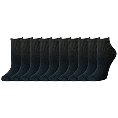 Image of Amazon Essentials Women&#039;s Cotton Lightly Cushioned Ankle Socks, 10 Pairs, Black, 6