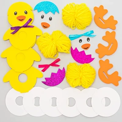 Image of Baker Ross Easter Chick Pom Kits Pack of 3, Poms Crafts for Kids (FC492)