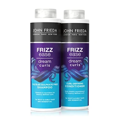 Image of John Frieda Frizz Ease Dream Curls Shampoo &amp; Conditioner Duo Pack 2 x 500ml, Haircare Bundle for Curly, Wavy Hair, Anti Set
