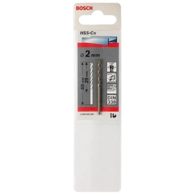 Image of Bosch 2608585840 Professional HSS Co Metal drill Bit (stainless steel, 2 x 29 49 mm, accessory driver) , Gold