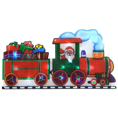 Image of Mr Crimbo Christmas Window Silhouette Light Decoration Battery Operated 46cm Santa Train