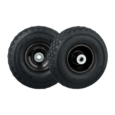 Image of Relaxdays Wheelbarrow Tyre, 2x Set, Spare Wheels, Inflatable, 3.00 4&quot;, Load 100 kg, 16 mm Axis, Steel Rim, Black