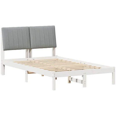 Image of vidaXL Bed Frame with Headboard White 120 x 190 cm Solid Pine Wood