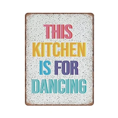 Image of DAIERCY This Kitchen Is for Dancing Tin Signs Funny Vintage Metal Sign Plaqu Poster Wall Art Pub Bar Garden Bathroom Home Decor, 12x16 inches