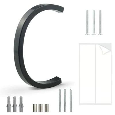 Image of HASWARE Floating House Number Sign: 5 inch Modern Door Signage Striking for Street Home Address Numerals (C, Black)