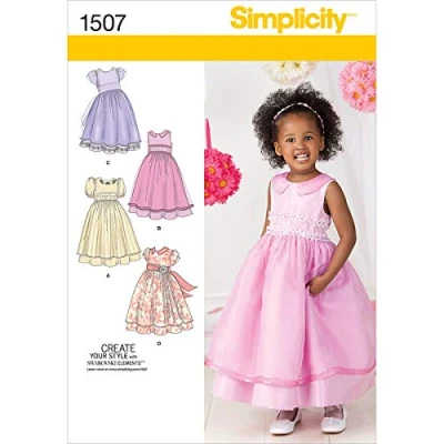 Image of Simplicity Sewing Pattern 1507: Toddlers&#039; and Child&#039;s Special Occasion Dress, Size, Paper, White, AA (1/2 1 2 3)