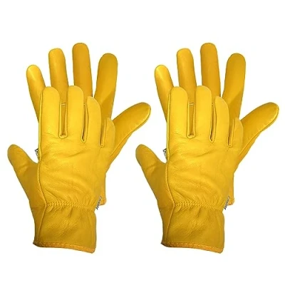 Image of Bladez Thorn Proof Gardening Gloves for Men and Women, Large Thick Heavy Duty Cowhide Leather Palm Top Sides, Warm Soft Inner Liner, Bramble Strong Double Stitched (Large Pair of 2)