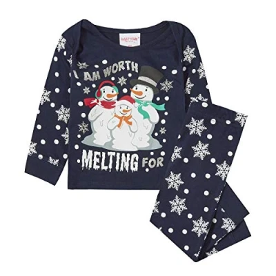 Image of Undercover Kids Christmas Pyjamas 15C487 Navy Snowman 12 18 Months