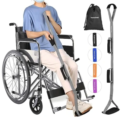 Image of 39 Inch Long Leg Lifter Strap with Padded Handgrips and Foot Loop,Rigid for Hip&amp;Knee Replacement Surgery Recovery,Mobility Aids Easily Get in Out of Bed,Car,Wheelchair