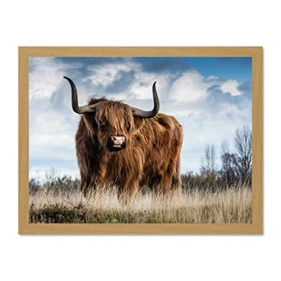 Image of Scottish Highland Cow/coo Large Framed Art Print Poster Wall Decor 18x24 inch