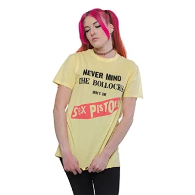 Image of Rockoff Trade Men&#039;s Sex Pistols NMTB Original Album T Shirt, Yellow, Medium