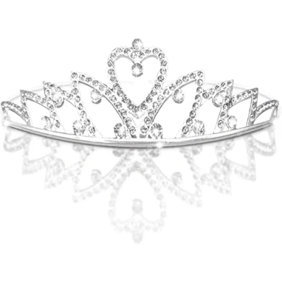 Image of Girls Princess Rhinestone Crown Crystal Tiara Headband Heart for Wedding Bridal Headdress Floral Flower Garland Party Prom s2