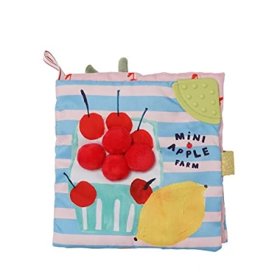 Image of Manhattan Toy 161100 Mini Apple Farm Soft Activity Crinkle Book for Baby &amp; Toddler with Discovery Mirror and Textured Teether, Multicolour