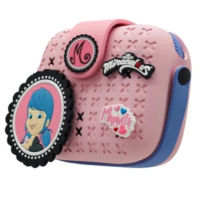 Image of Miraculous Ladybug Pop n&#039; Swop Marinette Pink Purse for Girls and Women, with 3 Clip on Badges, Handle Zipper, Lightweight Durable Waterproof Handbag (Wyncor)