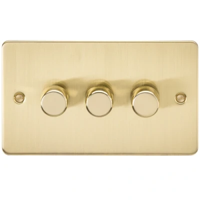 Image of KnightsBridge Flat Plate 3G 2 way 10 200W (5 150W LED) trailing edge dimmer Brushed Brass
