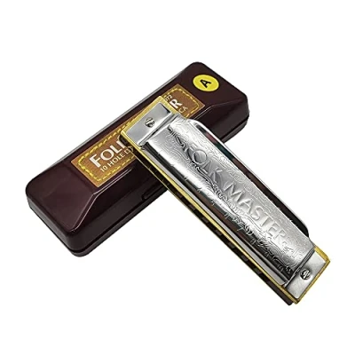 Image of ADIYA Harmonica Suzuki Folkmaster Standard Beginner Diatonic Blues 10 Holes Key of C Musical Gift (A)