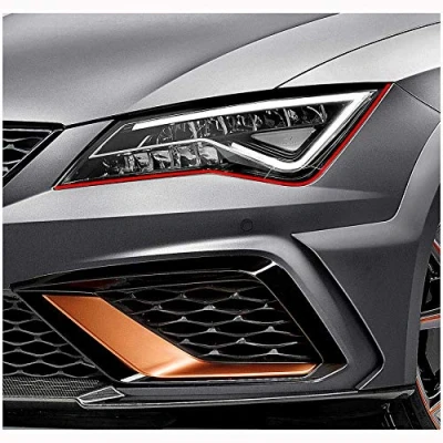 Image of Devil Eye® Headlight Film, Red Decorative Stripes, Flexible for Headlights, Car Accessories, Self Adhesive KX004 (Compatible with Seat Leon 5F from 2012)