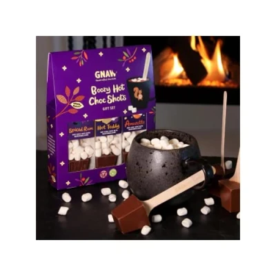 Image of Gnaw Boozy Hot Shot Chocolate Gift Box Sets Mini Marshmallows Stocking Fillers Christmas Gifts for Women Presents Men Vegetarians 126g