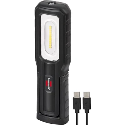 Image of Brennenstuhl LED Rechargeable Torch HL 701 A/LED Work Light for Outdoor use IP54 (700+100lm, USB C Charging Cable Included, up to 10h Duration, Inspection with Magnets and Hook)