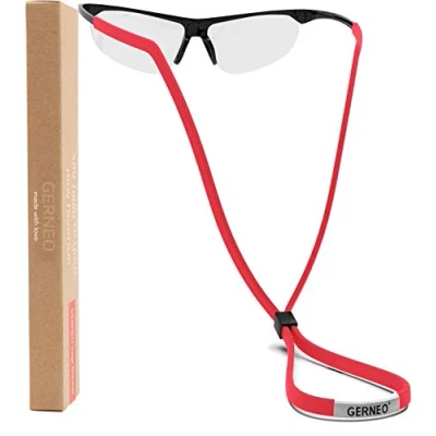 Image of GERNEO® Original Reliable Sports Glasses Strap Made of Fabric Waterproof &amp; Secure Grip for Glasses, Sunglasses Reading 1x Red