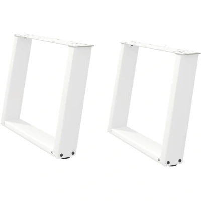 Image of vidaXL white u shaped coffee table legs adjustable steel for modern home/office furniture with easy assembly &amp; sleek design suitable living room/lounges set of 2
