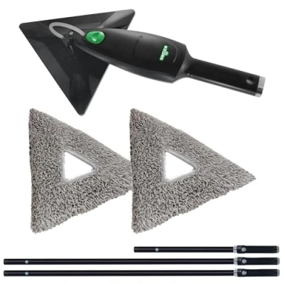 Image of Unger Stingray Open System 330 Plus Indoor Cleaning Kit &amp; Disinfectant for Windows Smooth Surfaces Includes Handheld Unit, 3x Poles 2x Microfibre Pad Refillable Reusable