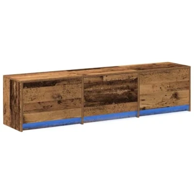 Image of vidaXL TV Cabinet with LED Old Wood 162.5x34x40 cm Engineered