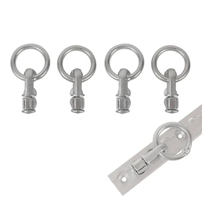 Image of Oldbones L Track Double Stud Tie Down Fitting with O Ring, Anchor Points Hook for Cargo Transport, Pertain Trucks, Trailers, Flat Cars (4 Pack)