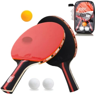 Image of Table Tennis Bat, Amaza Professional Set, 2 Bats + 3 Balls for Amateurs, Beginners, Experts