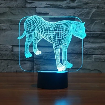 Image of 3D Leopard Night Light USB Touch Switch Decor Table Desk Optical Illusion Lamps 7 Color Changing Lights LED Lamp Xmas Home Love Brithday Children Kids Toy Gift