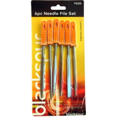 Image of Blackspur 6Pc Needle File Set With Plastic Handles