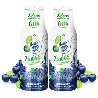 Image of 2 Pack Light Low Carb Fitness Syrup by FruttaMax Zero Sugar with Stevia 60% Fruit Content 500ml (2 x Blueberry Light)