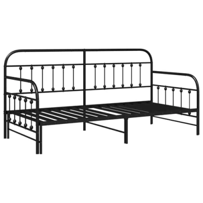 Image of vidaXL Black Daybed Frame with Trundle 107x203 cm Steel