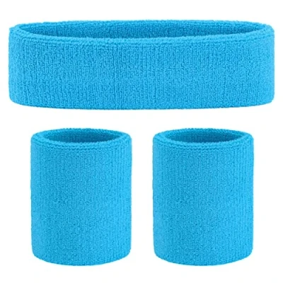 Image of Crazy Chick Ladies Gym Exercise Sports Neon Sweat Headband &amp; Wristbands SET 80&#039;s Fancy Dress Accessories (Green)