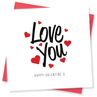 Image of Punkcards Valentines Card for Her Valentine Cards Him ‘Love You’ Romantic Valentine&#039;s Day Love Wife from Husband