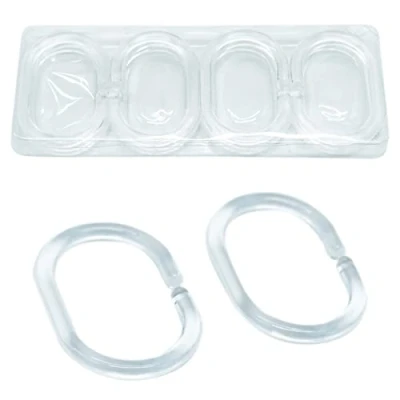 Image of 12Pcs C shaped Plastic Shower Curtain hooks,Shower Hooks for Curtains, Rings Door Curtain, Window (Clear)