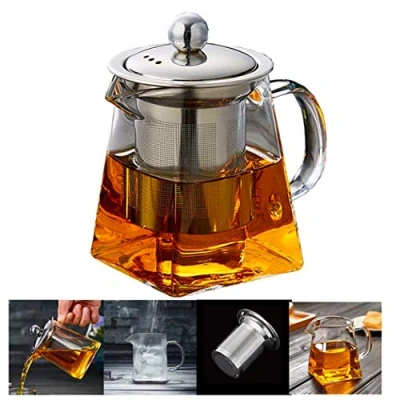 Image of PluieSoleil Glass Teapot 350ml for One with Heat Resistant Stainless Steel Infuser Perfect Tea and Coffee
