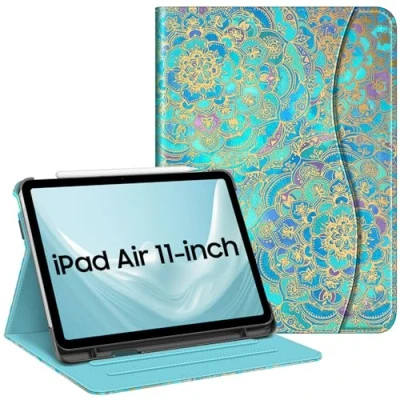 Image of FINTIE Case for iPad Air 11 inch (2024) M2, 6th / 5th 4th Generation (2024/2022/2022) [Multi Angle Viewing] Folio Stand Protective Cover with Pencil Holder &amp; Pocket, Shades of Blue